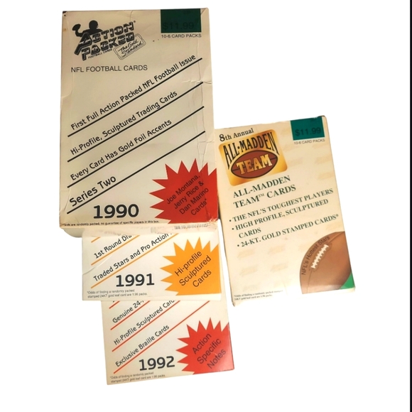 Other - 1990-1992 Action Packed NFL Football Cards Boxes Plus All Madden Box Bundle